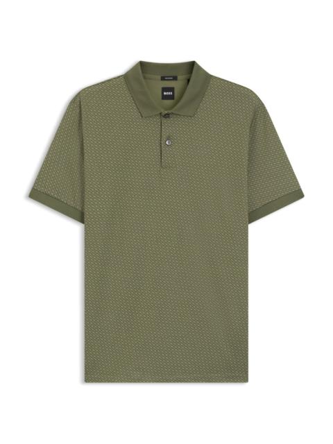 BOSS MERCERIZED-COTTON POLO SHIRT WITH TWO-TONE MONOGRAMS