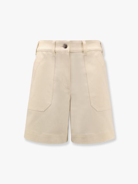Moncler Stretch Cotton Shorts With Maxi Logo Patch