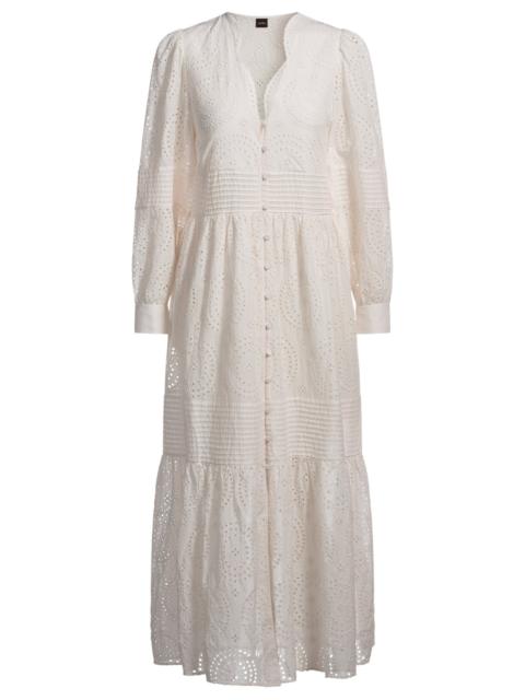 BOSS PLEAT-DETAIL DRESS IN COTTON BRODERIE