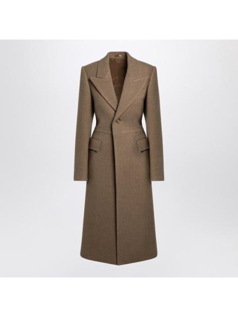 Burberry Beige Single-Breasted Wool Coat Women