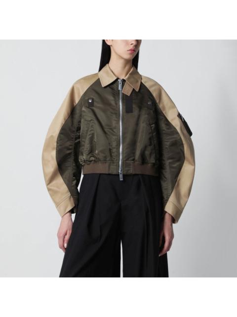 sacai Sacai Khaki Green/Beige Nylon Zip Jacket Women
