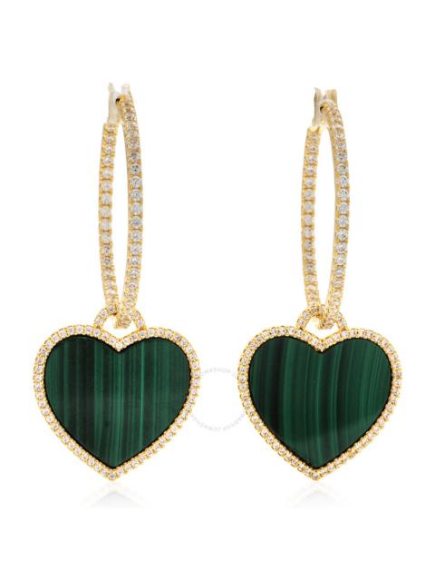Apm Monaco - APM Monaco Malachite Heart Pave Hoop Earrings