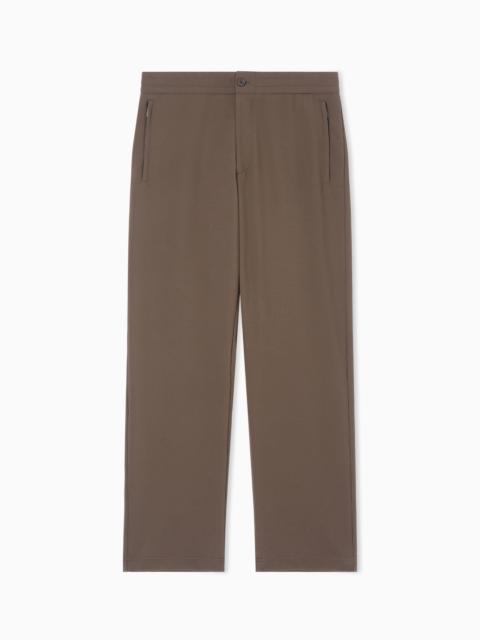 EMPORIO ARMANI ICON 3D PIQUÉ-EFFECT CRÊPE JERSEY TROUSERS