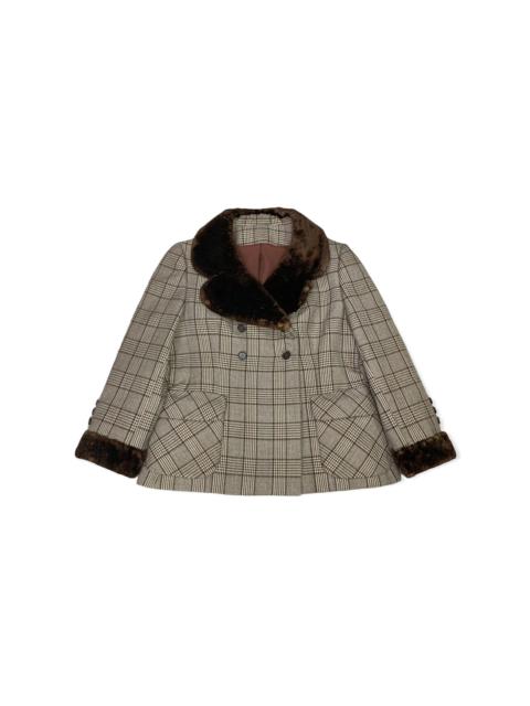 Other Designers Vintage 60s Pea Coat Double Breasted Sheep Skin Collar Cuffs