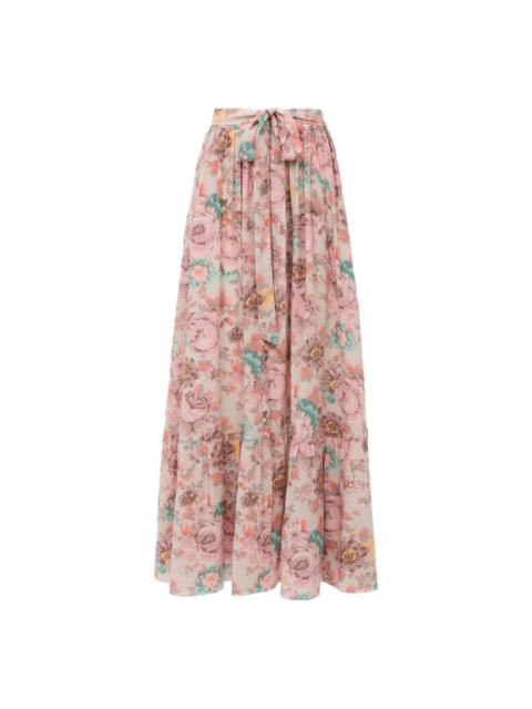 floral-print ruffled beach skirt