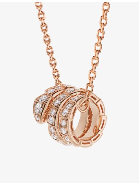 BVLGARI Serpenti Viper 18ct rose-gold and 0.63ct round-cut diamond pendant necklace