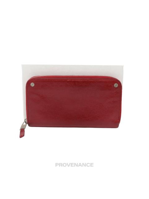 BALENCIAGA Balenciaga Screw Stud Long Zip Wallet - Red Leather