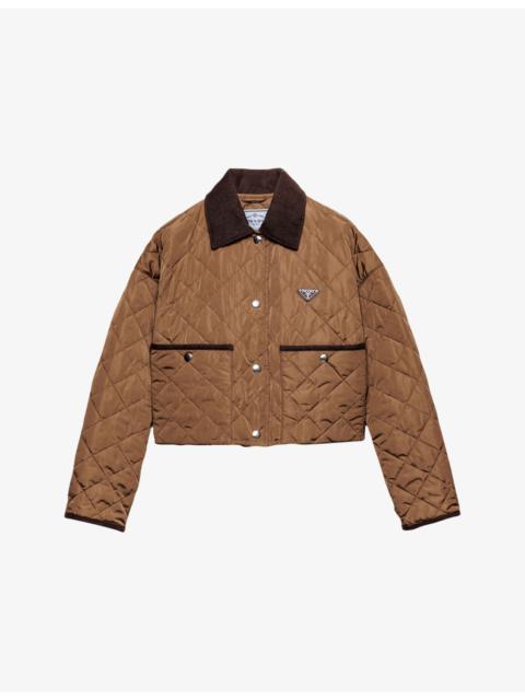 Prada Lightweight Triangle-Logo Cropped Nylon Jacket