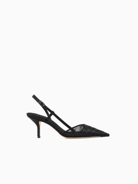 GIORGIO ARMANI MESH AND RHINESTONE SLINGBACKS
