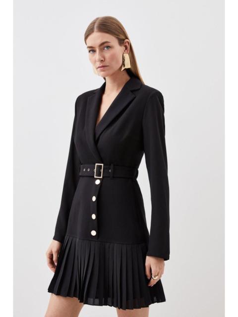 KAREN MILLEN Jersey And Georgette Mix Pleat Mini Dress
