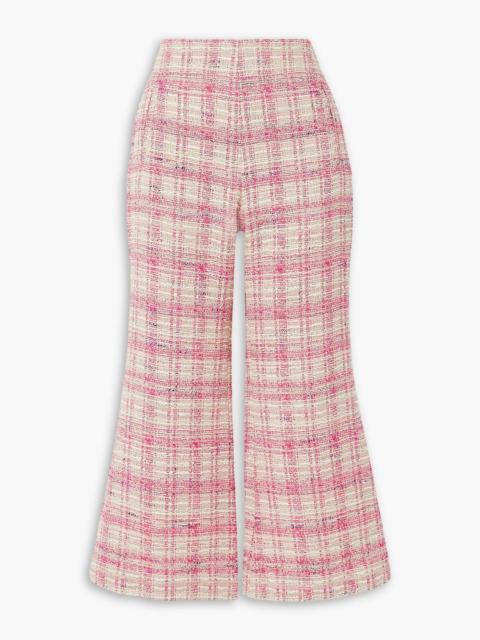 Other Designers Cropped checked cotton-blend tweed flared trousers