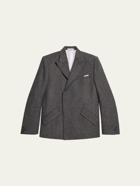 Men's Melange Heavy Wool Asymmetric Blazer