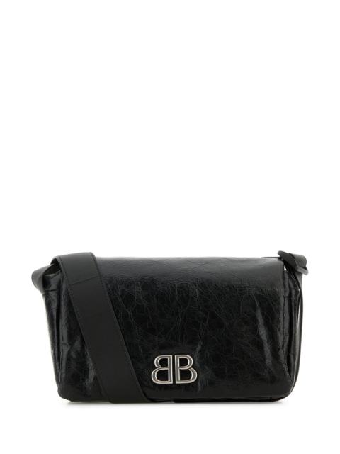BALENCIAGA Black leather small Monaco crossbody bag