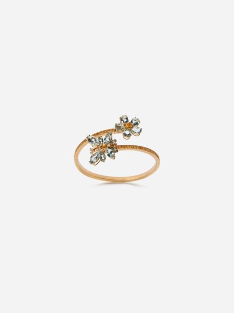 Dolce & Gabbana Spring yellow gold bracelet with butterfly-shaped settings and floral decoration