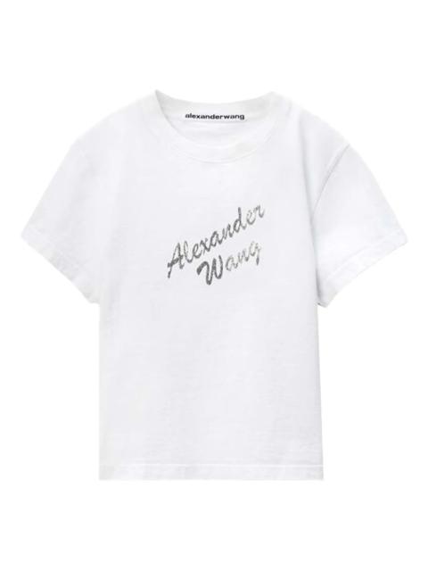 Alexander Wang Crystal Rhinestone And Cotton Logo T-Shirt
