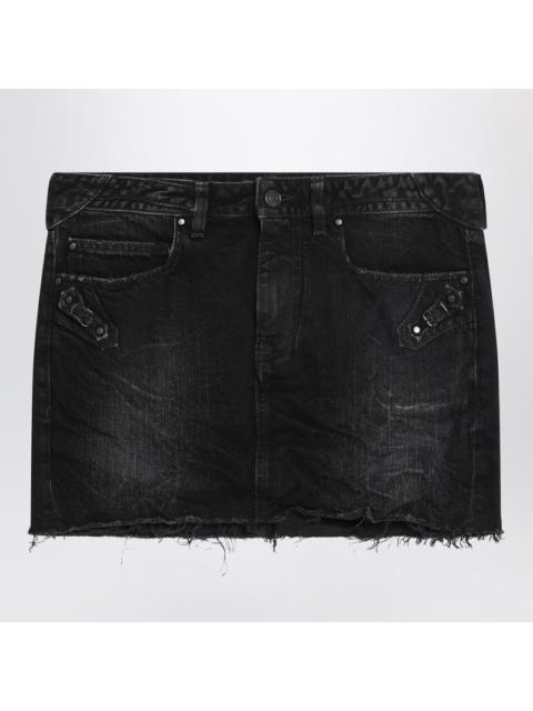 BALENCIAGA Balenciaga Washed Black City Mini Denim Skirt Women