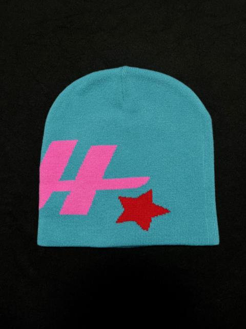 Other Designers Hype - Red Star No Cuff Knit Beanie Hat Lake Blue