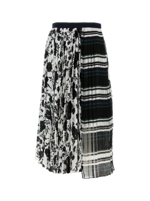 sacai Sacai Women Printed Satin And Tulle Skirt