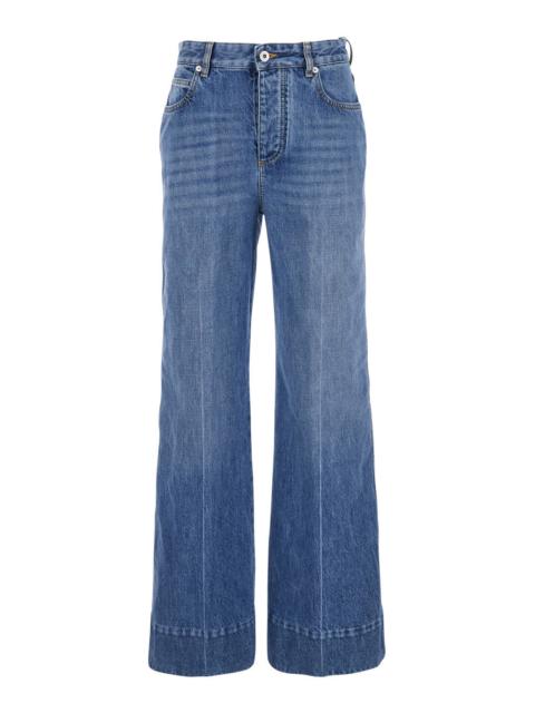 Bottega Veneta Bottega Veneta Women 'Vintage Indigo' Blue Jeans With Turn-Up Hem In Cotton Blend Woman