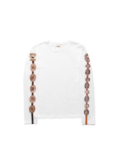 Kapital 20/-Jersey Long Sleeve T (Concho Belt Sleeve) - White