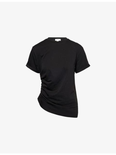 Victoria Beckham Gathered Round-Neck Cotton T-Shirt