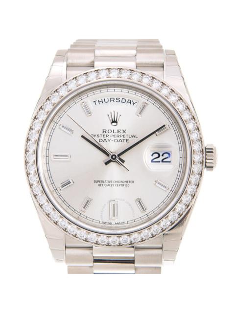 ROLEX Rolex Day Date 40 Automatic Silver Diamond Dial Men's 18kt White Gold President Watch 228349SDP