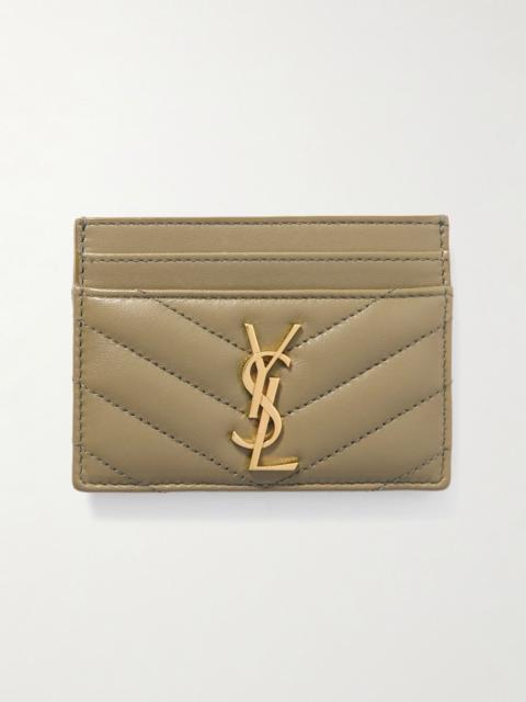 SAINT LAURENT Cassandre matelassé leather cardholder Green