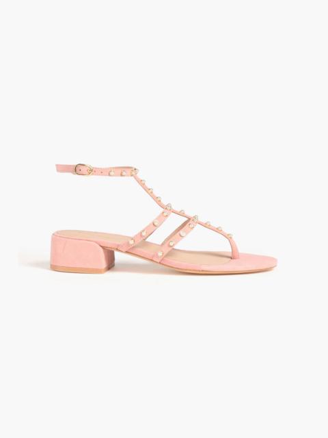 Stuart Weitzman Dancer Pearl 35 embellished suede sandals