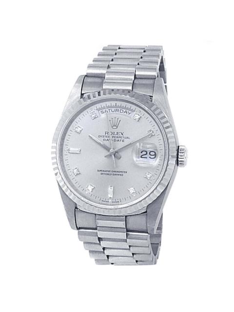 ROLEX Pre-owned Rolex Day Date Automatic Chronometer Diamond Silver Dial Men's Watch 18239 SDP