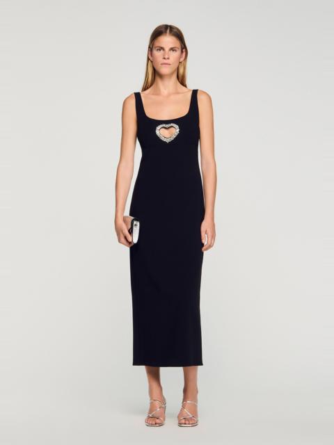 Sandro RHINESTONE HEART MAXI DRESS