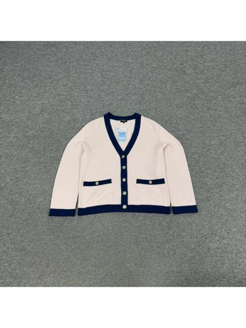 CHANEL Chanel Pink And Navy Cashmere Cardigan