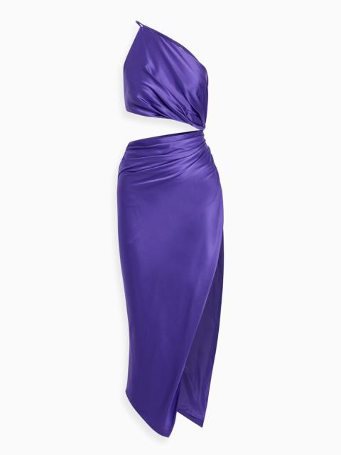 THE SEI One-shoulder cutout silk-satin midi dress