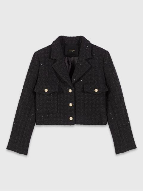 maje Short rhinestone tweed jacket