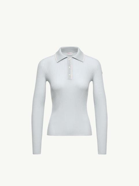 Moncler Wool Long Sleeve Polo Shirt