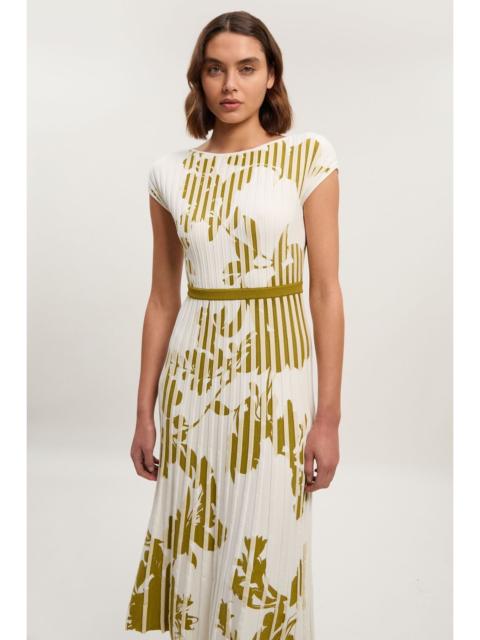 KAREN MILLEN Floral Jacquard Knit Full Skirted Midi Dress