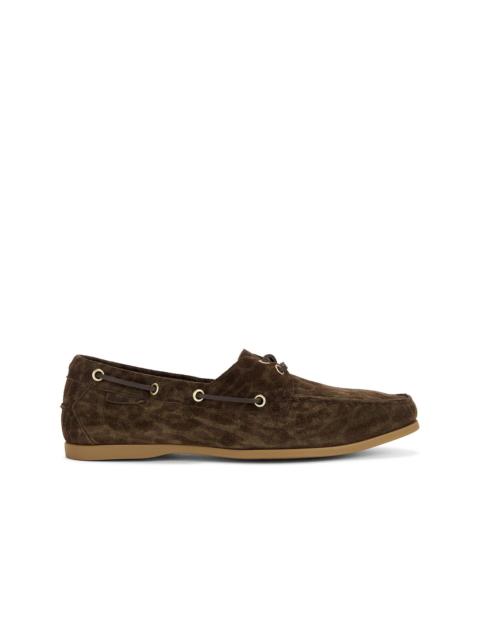TOM FORD Ocelot Printed Suede Robin Boat Shoe