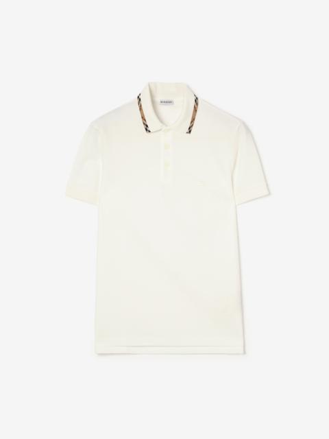 Burberry Check Trim Cotton Polo Shirt