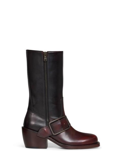 Dries Van Noten Dries Van Noten Women Tan Brushed Leather Buckled Mid-Calf Boots