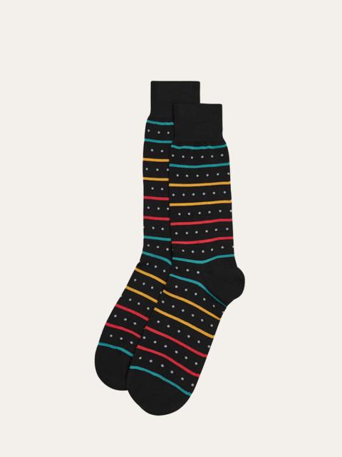 Paul Smith Men's Iago Spot Stripe Cotton-Stretch Crew Socks