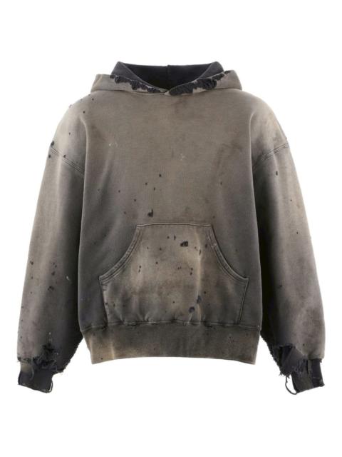 SAINT M×××××× distressed front pouch pocket hoodie