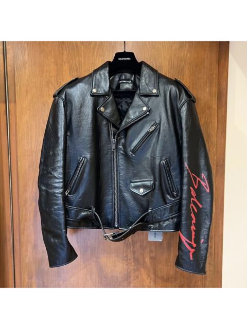 BALENCIAGA Balenciaga Vintage Painted Leather Biker Jacket