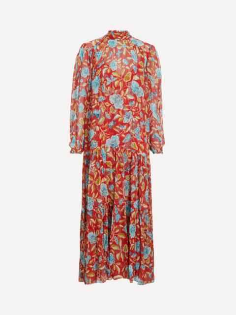 RIXO Adalind Crinkled Chiffon Dress