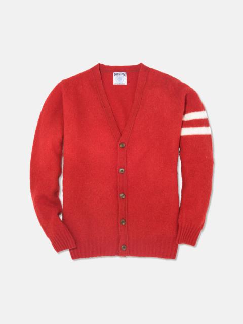 J. PRESS MADE-IN-SCOTLAND RED SHAGGY DOG UNIVERSITY CARDIGAN