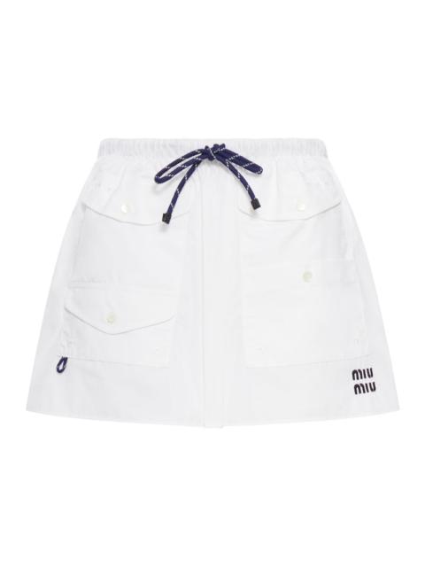 Miu Miu Miu Miu Women Cotton Poplin Mini Skirt With Logo