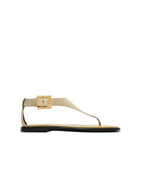 Balmain Anthem flat toe-post sandals in suede