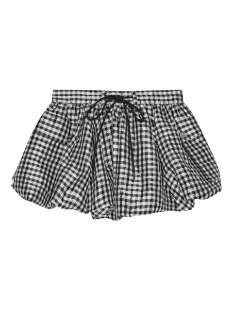 GANNI Crinkled Taffeta Check Mini Bubble Skirt