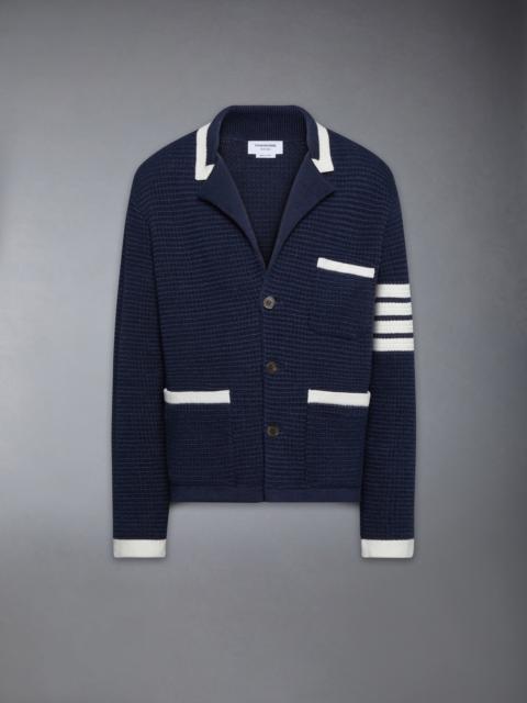 Thom Browne TEXTURED STITCH LINEN 4-BAR CARDIGAN JACKET