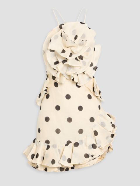 Zimmermann Ruffled polka-dot linen and silk-blend gauze mini dress