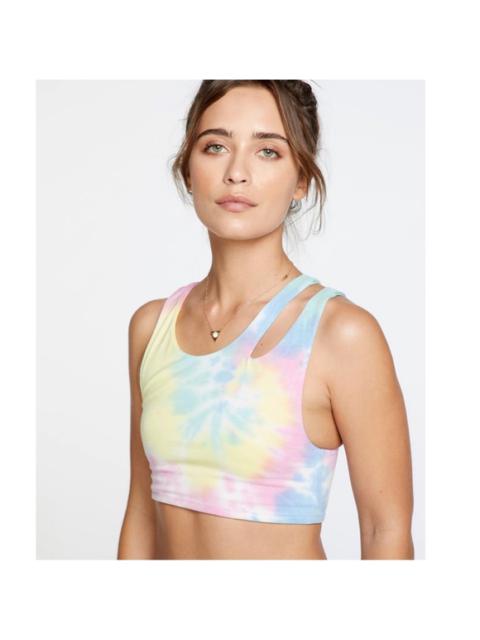 Chaser Brand Quadrablend Vented Cut-Out Racerback Bralette in Tie Dye
