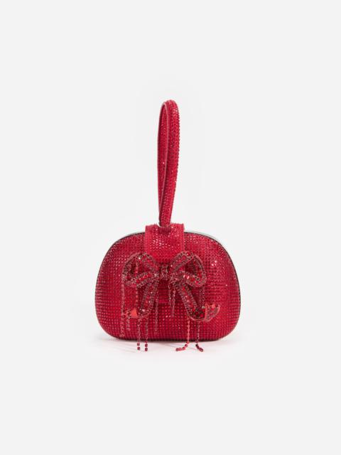 self-portrait Burgundy Rhinestone Top Handle Clutch Bag